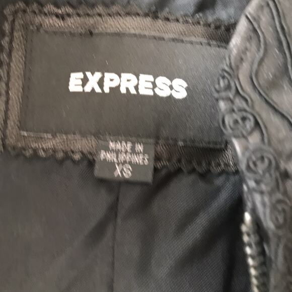 Express Black Genuine Leather Moto Jacket 100% Genuine Leather women size xs - Picture 6 of 8